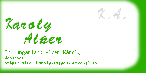 karoly alper business card